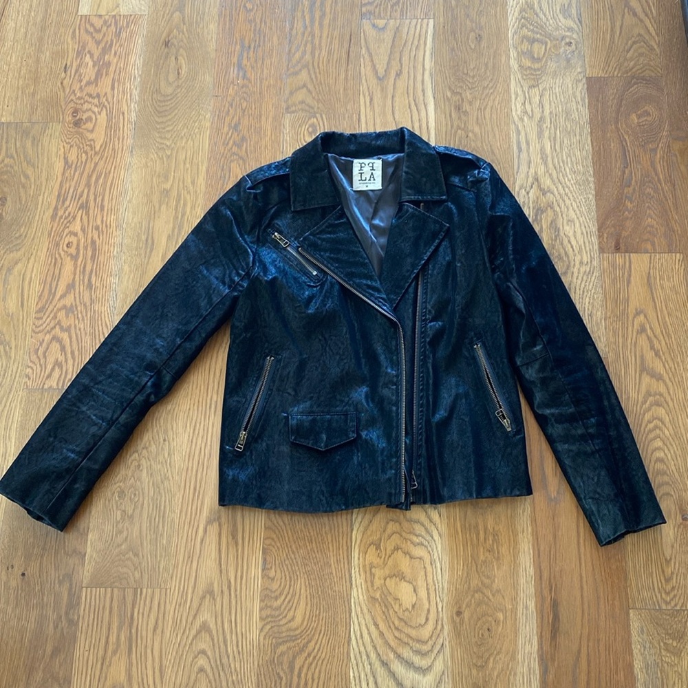 PPLA// faux leather biker jacket, size M